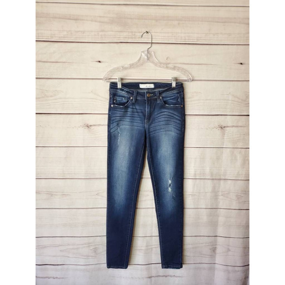 Kancan Womens Slim Skinny Jeans Blue Distressed Medium Wash Stretch Junior‎ 5/26 - Picture 1 of 7